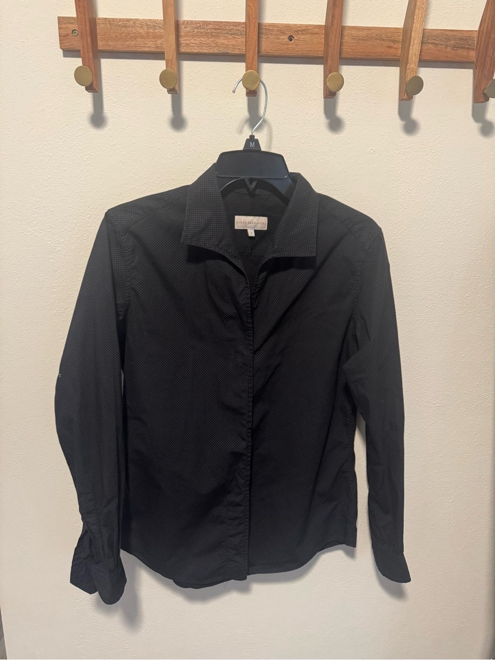 Sarah Alexander Signature Shirt size 6 Black with white polka dots